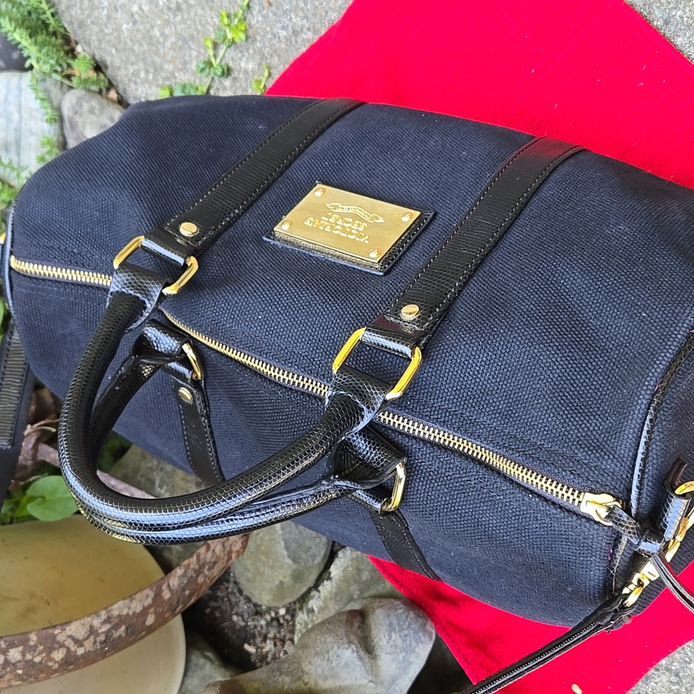 Victoria’s Secret Black Speedy Bag Canvas & Vegan Leather, Crossbody (BIN 001) - Picture 4 of 11